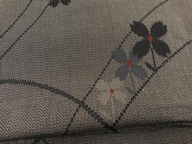 平和屋着物■上質な紬　枝花文　正絹　逸品　未使用　BAAX7064hv
