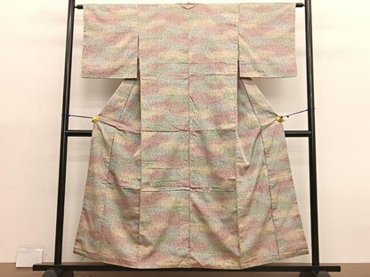 平和屋着物■上質なお召　抽象文様　暈し染め　正絹　逸品　BAAX7068hv