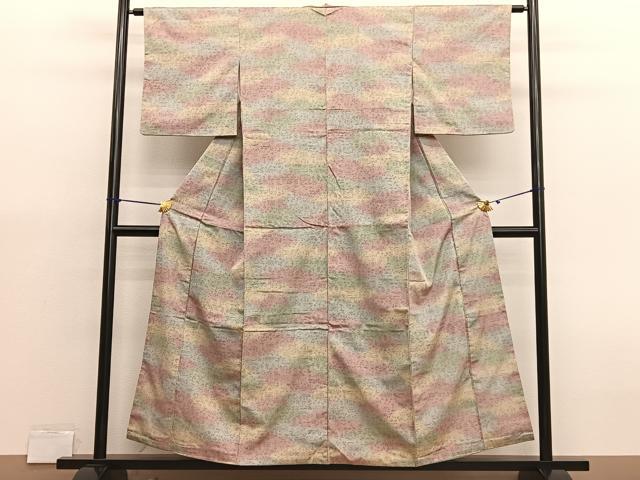 平和屋着物■上質なお召　抽象文様　暈し染め　正絹　逸品　BAAX7068hv