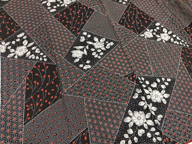 平和屋着物■上質な小紋　辻が花　絞り　黒地　金彩　正絹　逸品　BAAX7069hv