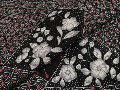 平和屋着物■上質な小紋　辻が花　絞り　黒地　金彩　正絹　逸品　BAAX7069hv