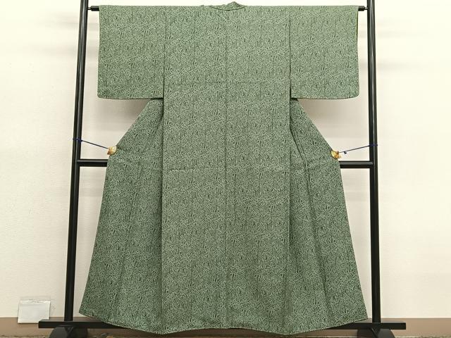 平和屋着物■上質な小紋　枝垂れ柳花文　正絹　逸品　未使用　BAAX7070hv