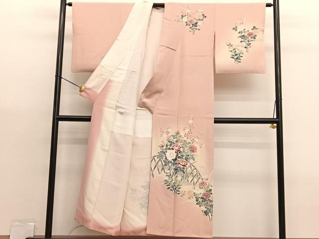平和屋着物■訪問着　友禅　籬花文　暈し染め　正絹　逸品　BAAX7076hv