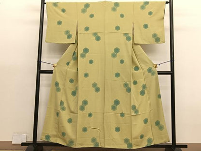 平和屋着物■上質な小紋　亀甲文　正絹　逸品　BAAX7077hv