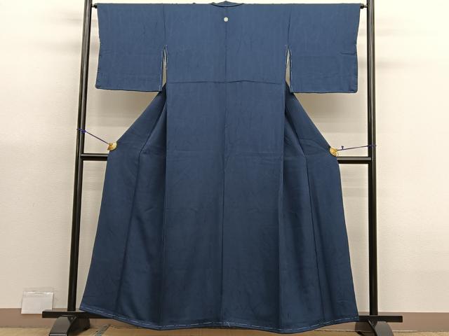 平和屋着物■上質な色無地　木立地紋　藍鉄色　正絹　逸品　BAAX7078hv