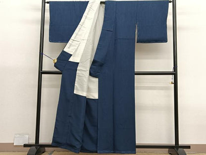 平和屋着物■上質な色無地　木立地紋　藍鉄色　正絹　逸品　BAAX7078hv