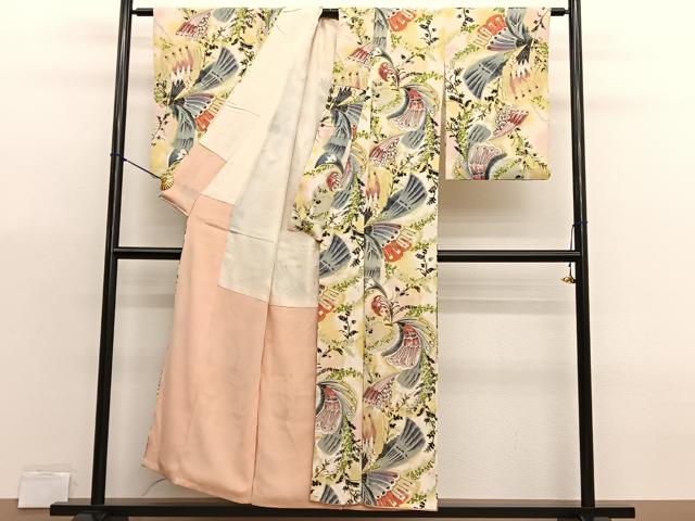 平和屋着物■上質な小紋　孔雀羽花文　暈し染め　金銀彩　正絹　逸品　BAAX7079hv