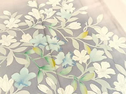 平和屋着物■訪問着　刺繍　枝花文　暈し染め　正絹　逸品　BAAX7083hv