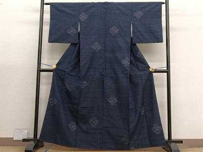 平和屋着物■結城紬　80亀甲　飛び亀甲柄　青海波　正絹　逸品　BAAX7084hv