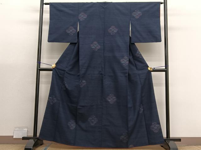 平和屋着物■結城紬　80亀甲　飛び亀甲柄　青海波　正絹　逸品　BAAX7084hv
