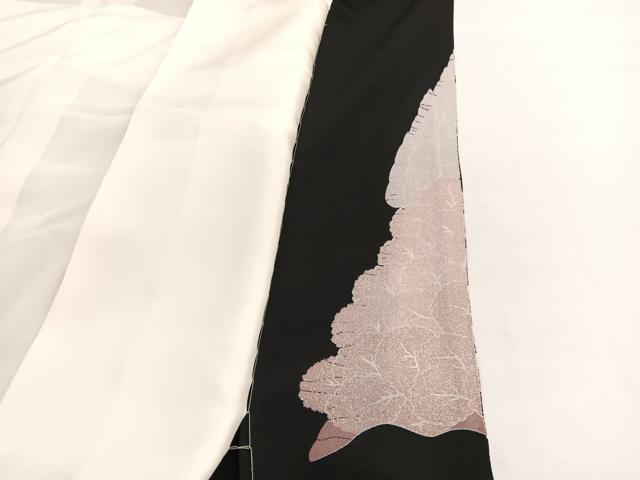 平和屋着物■豪華黒留袖　刺繍　浜松樹林文　暈し染め　金彩　正絹　逸品　BAAX7086hv