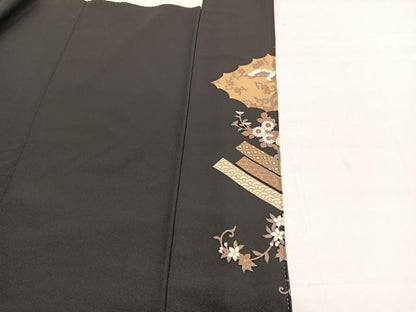 平和屋着物■豪華黒留袖　飛鶴宝尽くし花文　金彩　正絹　逸品　BAAX7090hv
