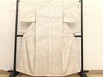 平和屋着物■上質な小紋　絞り　雲取り光琳菊　正絹　逸品　BAAX7092hv