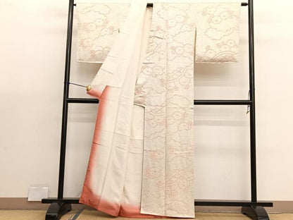 平和屋着物■上質な小紋　絞り　雲取り光琳菊　正絹　逸品　BAAX7092hv