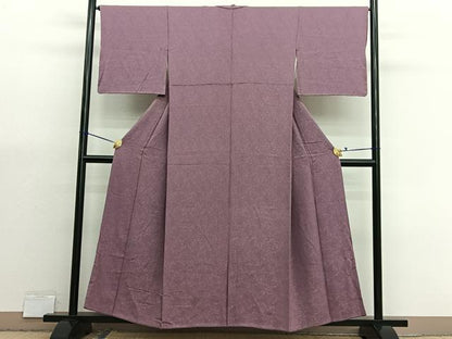平和屋着物■上質な色無地　草花地紋　蘇芳香色　正絹　逸品　BAAX7094hv