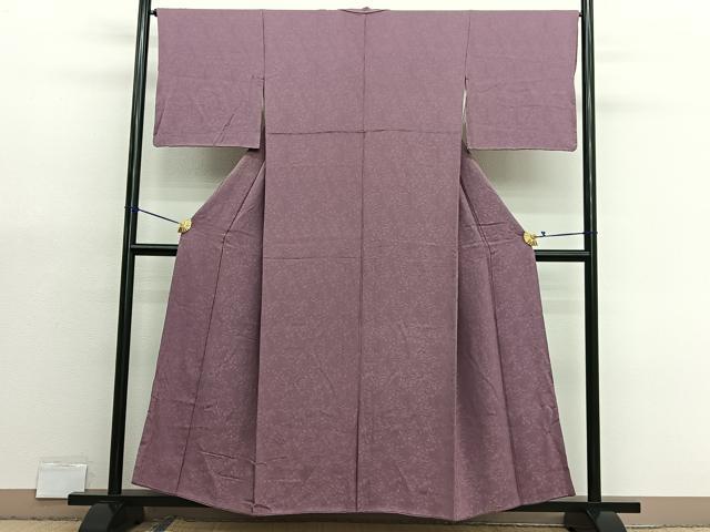平和屋着物■上質な色無地　草花地紋　蘇芳香色　正絹　逸品　BAAX7094hv