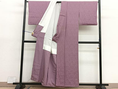 平和屋着物■上質な色無地　草花地紋　蘇芳香色　正絹　逸品　BAAX7094hv