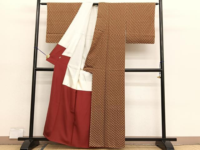 平和屋着物■上質な小紋　梅つなぎ　小田急百貨店扱い　正絹　逸品　BAAX7097hv