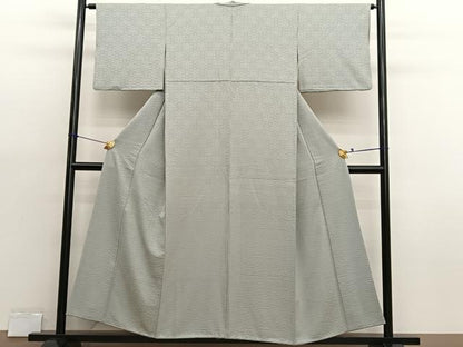 平和屋着物■上質な色無地　更紗飾花地紋　柳鼠色　正絹　逸品　BAAX7099hv