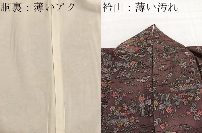 平和屋着物■上質な小紋　手描き　草花風景文　暈し染め　正絹　逸品　BAAX7105hv