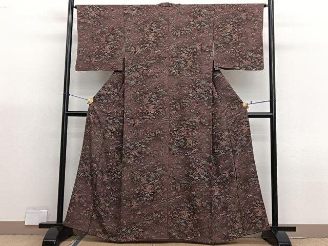 平和屋着物■上質な小紋　手描き　草花風景文　暈し染め　正絹　逸品　BAAX7105hv