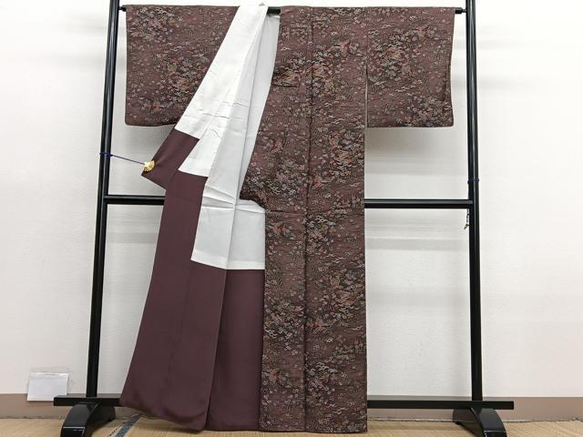 平和屋着物■上質な小紋　手描き　草花風景文　暈し染め　正絹　逸品　BAAX7105hv