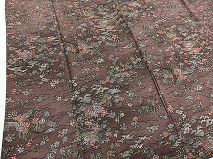 平和屋着物■上質な小紋　手描き　草花風景文　暈し染め　正絹　逸品　BAAX7105hv