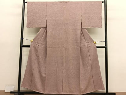 平和屋着物■上質な色無地　氷割れ地紋　赤白橡色　正絹　逸品　BAAX7107hv