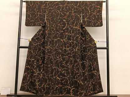 平和屋着物■上質な小紋　丸　ろうけつ染め　鬼しぼ縮緬　正絹　逸品　BAAX7109hv