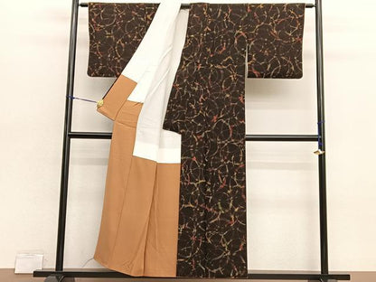 平和屋着物■上質な小紋　丸　ろうけつ染め　鬼しぼ縮緬　正絹　逸品　BAAX7109hv
