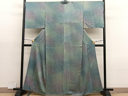 平和屋着物■上質な小紋　総絞り　霞文　暈し染め　正絹　逸品　BAAX7115hv