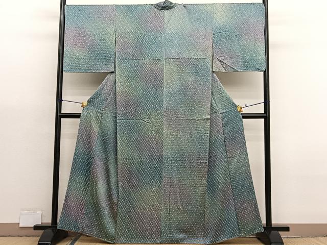 平和屋着物■上質な小紋　総絞り　霞文　暈し染め　正絹　逸品　BAAX7115hv