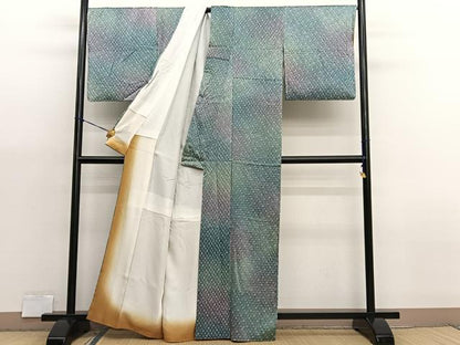 平和屋着物■上質な小紋　総絞り　霞文　暈し染め　正絹　逸品　BAAX7115hv