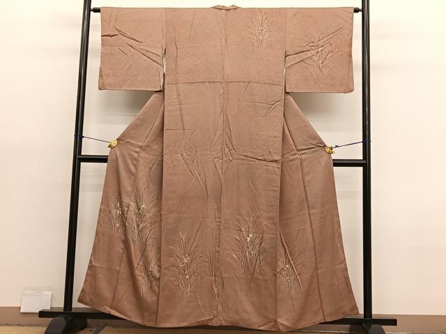 平和屋着物■訪問着　手描き　刺繍　草葉文　暈し染め　高島屋扱い　正絹　逸品　BAAX7116hv