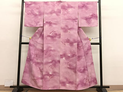 平和屋着物●上質な小紋　地紋起こし　抽象文様　暈し染め　正絹　逸品　未使用　BAAX7118hv