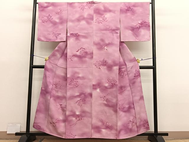 平和屋着物●上質な小紋　地紋起こし　抽象文様　暈し染め　正絹　逸品　未使用　BAAX7118hv