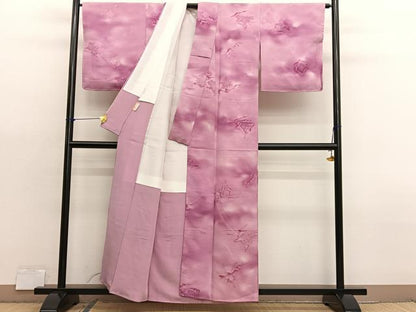 平和屋着物●上質な小紋　地紋起こし　抽象文様　暈し染め　正絹　逸品　未使用　BAAX7118hv