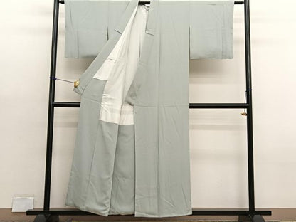 平和屋着物■上質な色無地　白緑色　正絹　逸品　BAAX7122hv