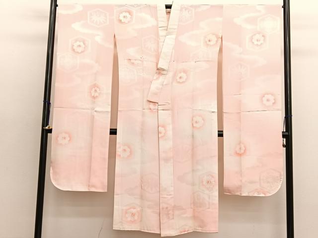 平和屋着物■振袖用長襦袢　無双仕立て　絞り　雲取り花文　暈し染め　正絹　逸品　BAAX7124hv