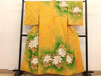 平和屋着物■訪問着　牡丹　暈し染め　金彩　正絹　逸品　BAAX7126hv