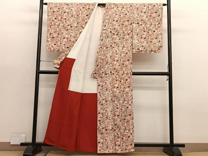 平和屋着物■上質な小紋　型染め　色紙有職花文　正絹　逸品　未使用　BAAX7128hv