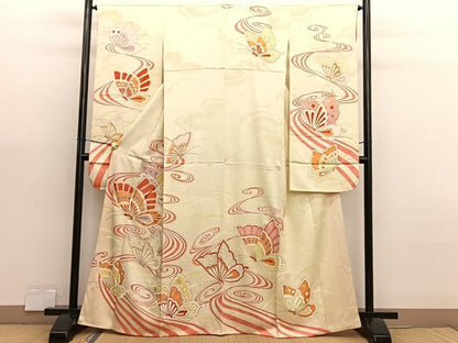 平和屋着物■豪華振袖　駒刺繍　流水舞蝶文　金彩　正絹　逸品　未使用　BAAX7131hv