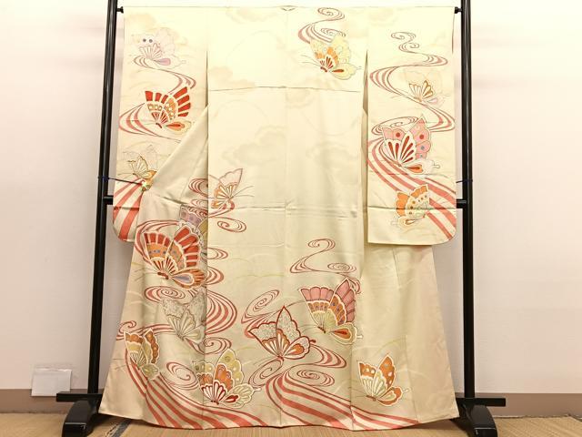 平和屋着物■豪華振袖　駒刺繍　流水舞蝶文　金彩　正絹　逸品　未使用　BAAX7131hv