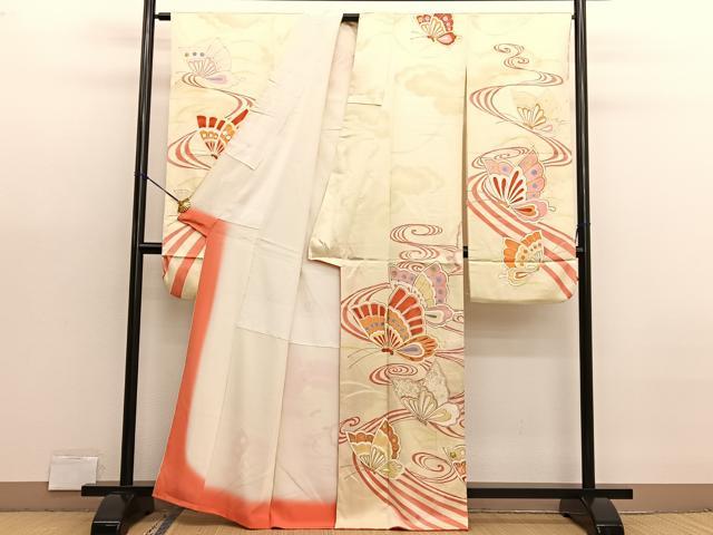 平和屋着物■豪華振袖　駒刺繍　流水舞蝶文　金彩　正絹　逸品　未使用　BAAX7131hv
