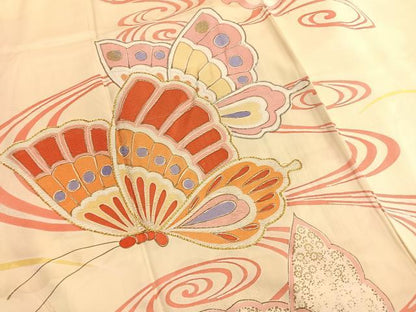 平和屋着物■豪華振袖　駒刺繍　流水舞蝶文　金彩　正絹　逸品　未使用　BAAX7131hv