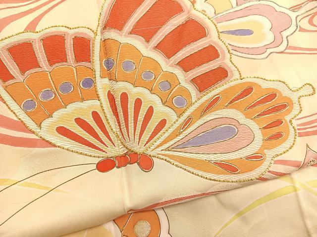 平和屋着物■豪華振袖　駒刺繍　流水舞蝶文　金彩　正絹　逸品　未使用　BAAX7131hv