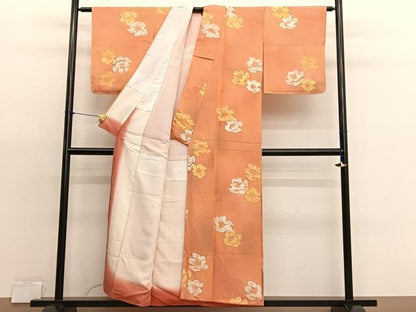 平和屋着物●上質な小紋　地紋起こし　草花文　暈し染め　正絹　逸品　BAAX7132hv