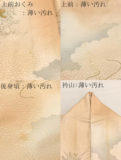 平和屋着物■上質な小紋　手描き　鼓花文　暈し染め　金彩　正絹　逸品　BAAX7133hv