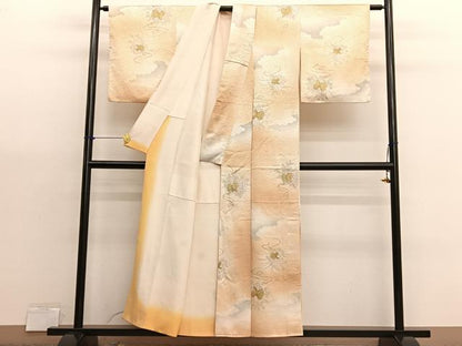 平和屋着物■上質な小紋　手描き　鼓花文　暈し染め　金彩　正絹　逸品　BAAX7133hv