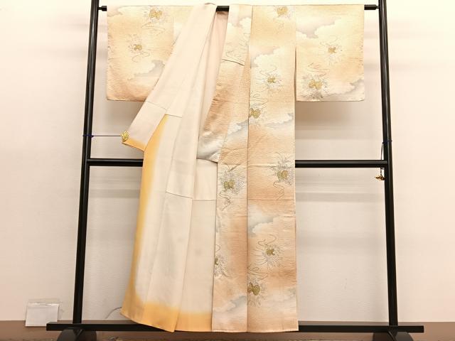 平和屋着物■上質な小紋　手描き　鼓花文　暈し染め　金彩　正絹　逸品　BAAX7133hv